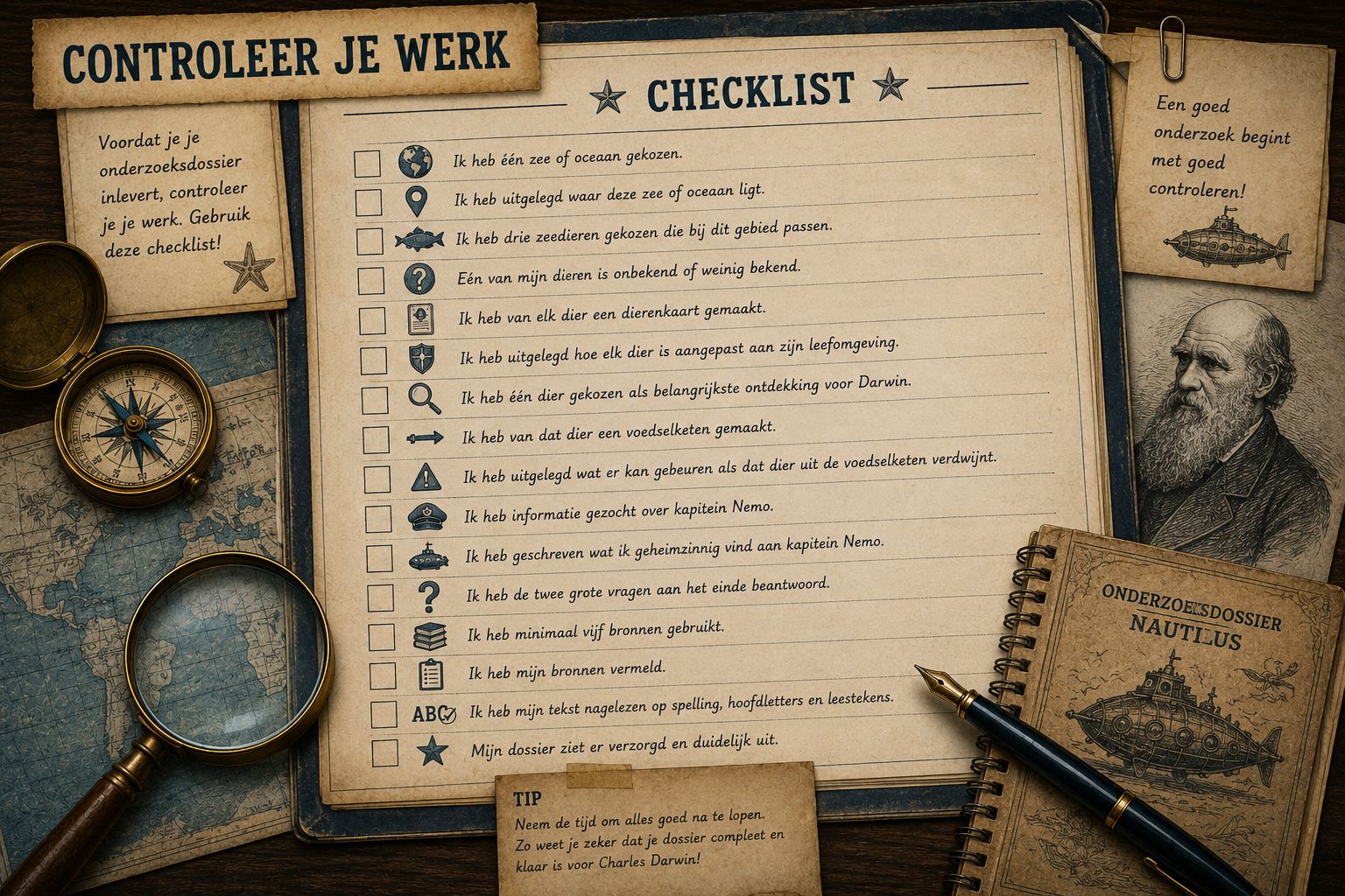 Checklist om het onderzoeksdossier te controleren